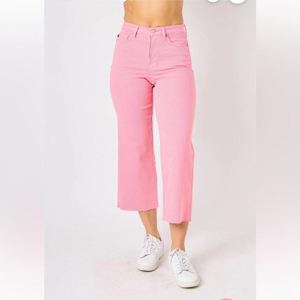 HIGH RISE CONTROL TOP WIDE LEG CROP JEANS IN BY JUDY BLUE JB88822